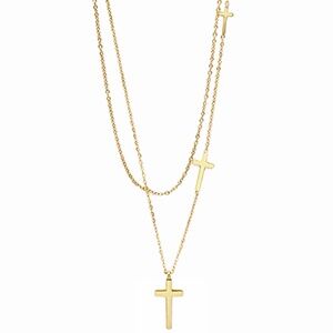 Layered Cross Station & Pendant Necklace